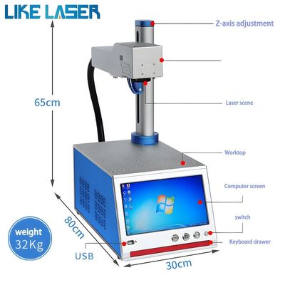 Tiendas de confección LIKE-F-ILM-001 Máquina de marcado por láser de fibra grabado y corte de plástico